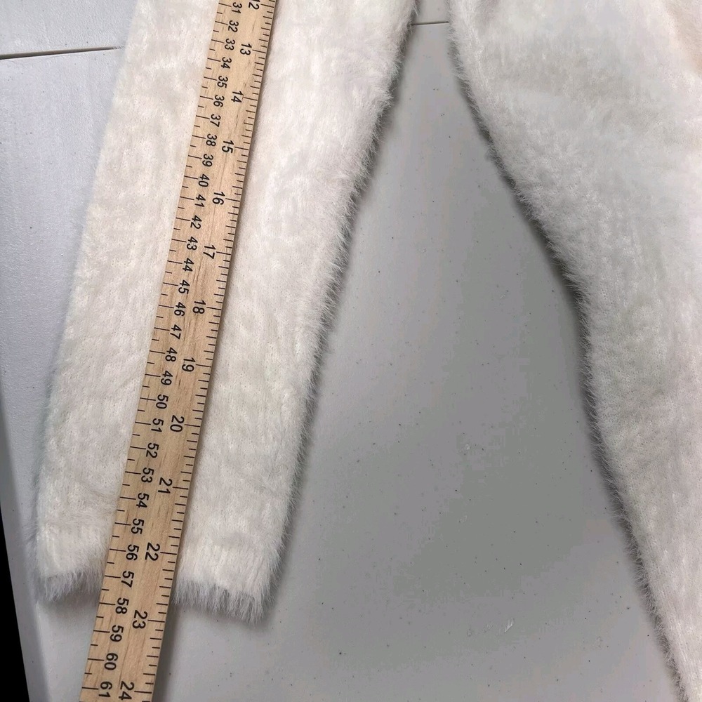 Banana Republic Womens Small Cream Cardigan Fur Long Classic Minimalist Luxury - Picture 9 of 9